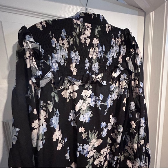 🖤H&M🖤.black floral long sleeve blouse top plus XXL Flowy Ruffle light weight - Picture 3 of 9